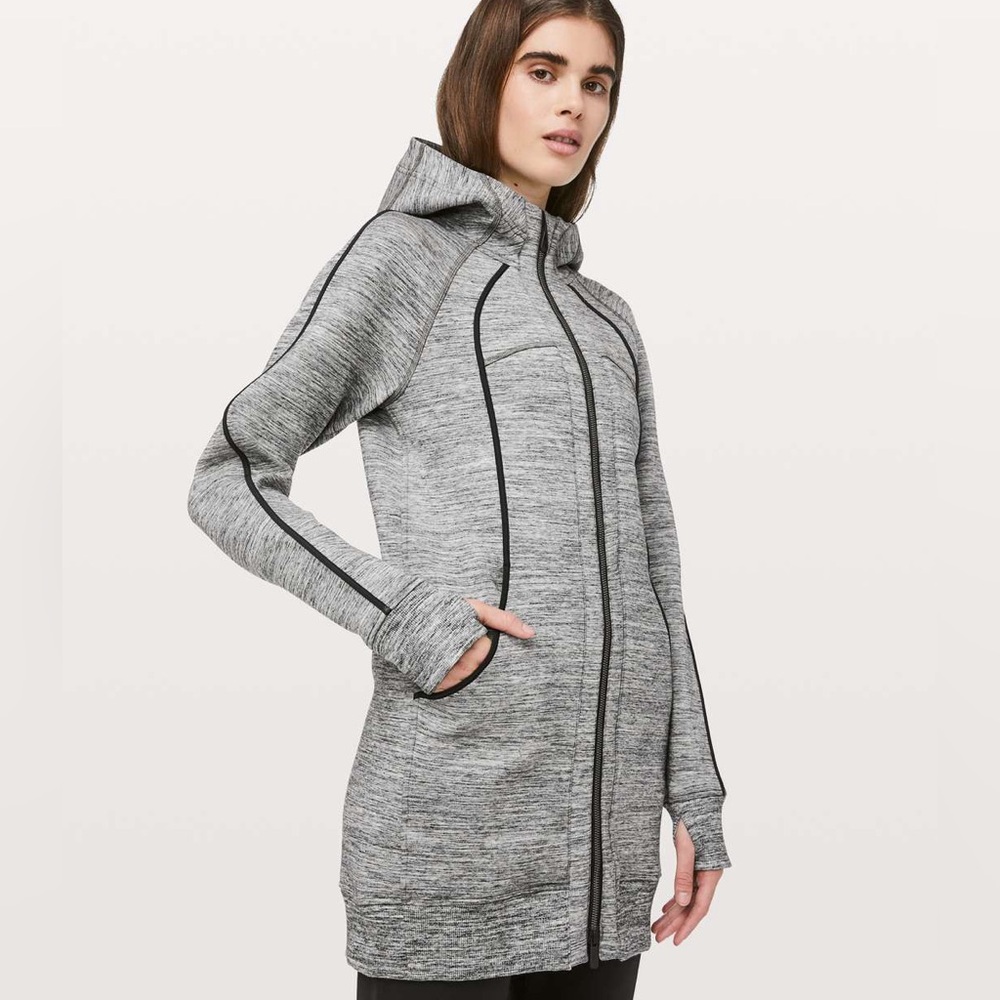 Lululemon Long For It Jacket Heathered Space Dyed Black Slub size 4